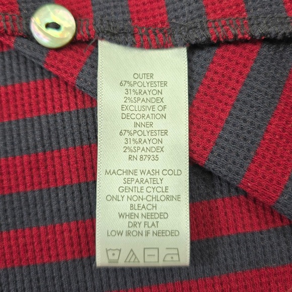 LOGO Lori Goldstein‎ Striped Waffle Knit Cardigan with Lace Trim - Picture 6 of 9